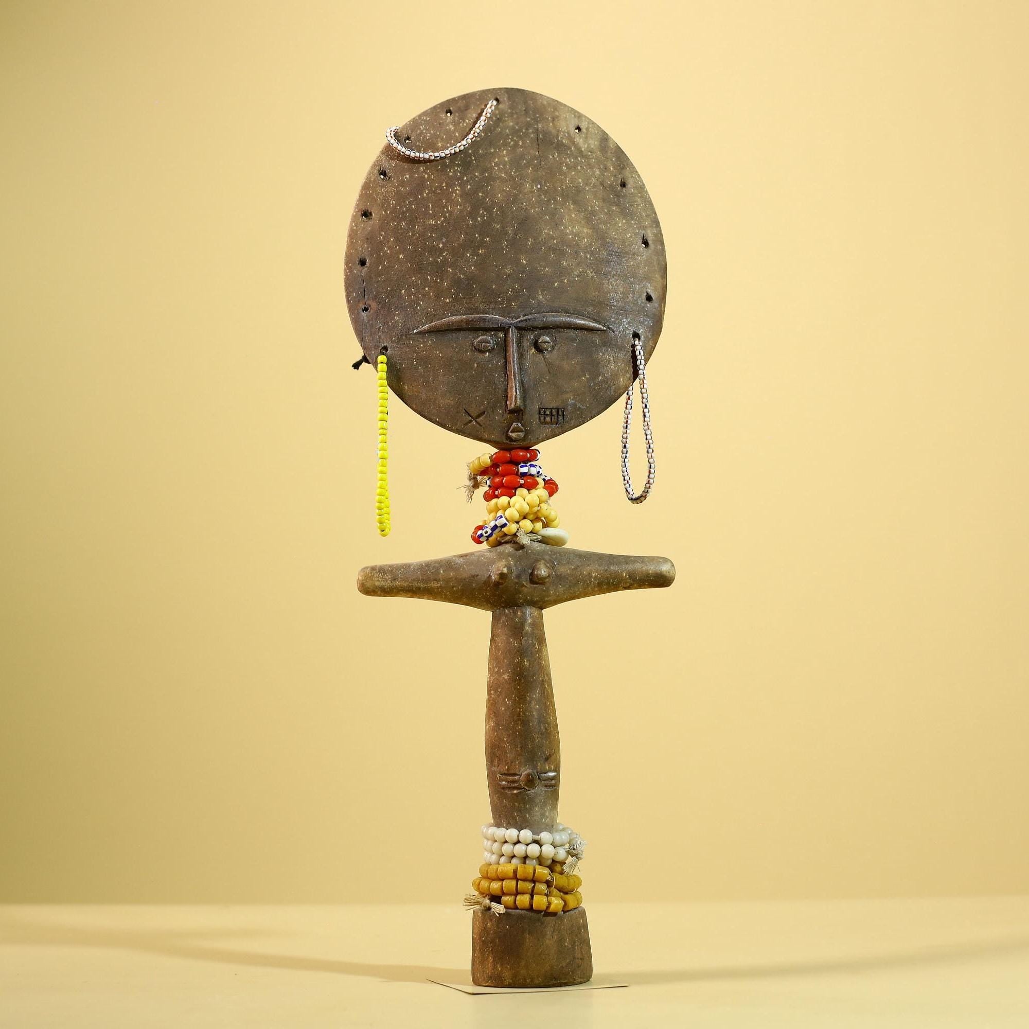 African Akuaba Figure Ghana Fertility Doll Carved Wood Tribal Art Decor-G5983