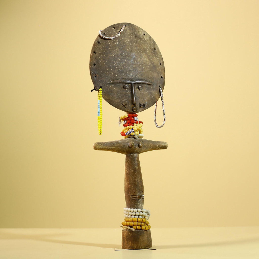 African Akuaba Figure Ghana Fertility Doll Carved Wood Tribal Art Decor-G5983