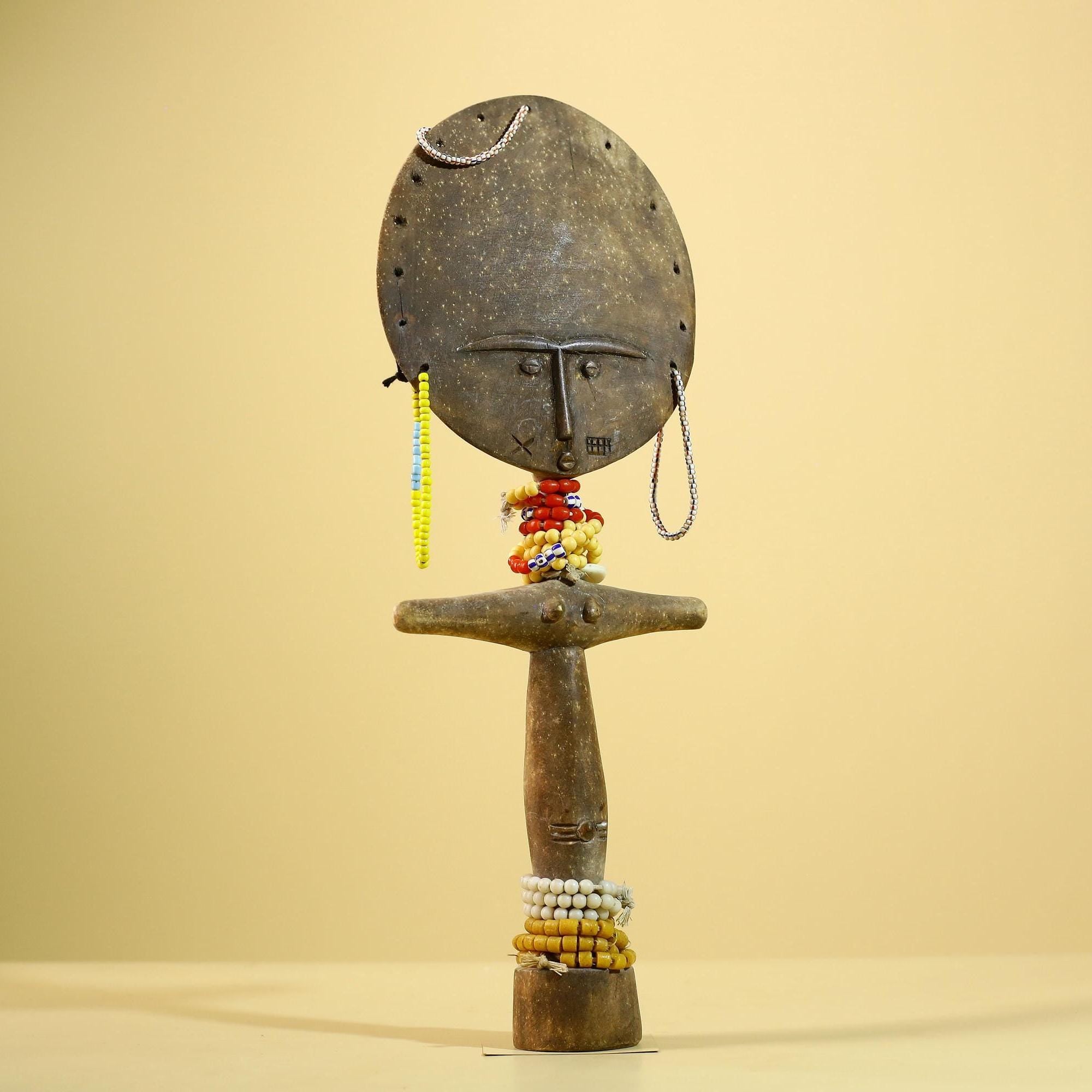 African Akuaba Figure Ghana Fertility Doll Carved Wood Tribal Art Decor-G5983