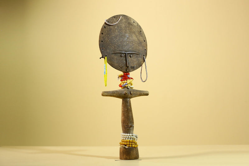 African Akuaba Figure Ghana Fertility Doll Carved Wood Tribal Art Decor-G5983