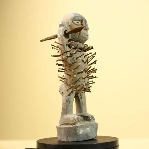 Africa Nkisi Nkondi Statue Carved Wood Nails Congo Tribal Ritual Art Decor-G5901