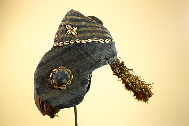 African Dan Mask Carved Wood Bird Beak Cowrie Trim Côte d’Ivoire Decor-G5987