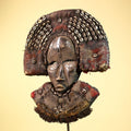 Dan Tribal Mask Cowrie Shell Cloth Wood African Ceremony Art Liberia-G5990