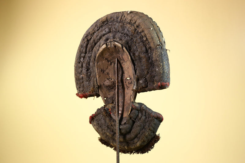 Dan Tribal Mask Cowrie Shell Cloth Wood African Ceremony Art Liberia-G5990