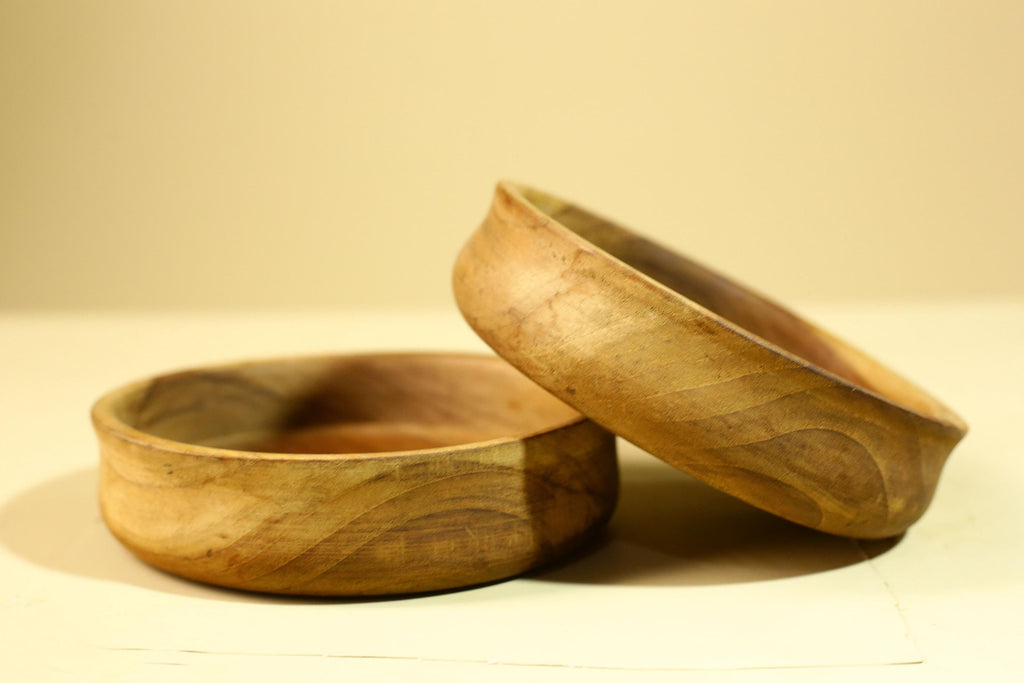 Handmade African Wood Bowl Set Carved Wooden Decor Rustic Kitchen Art-G5910