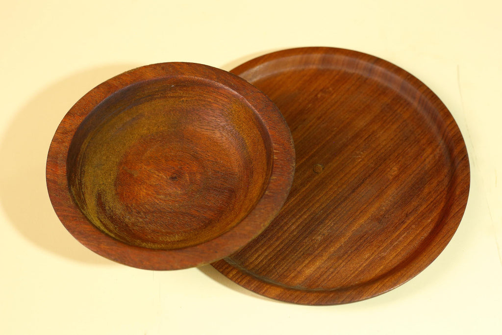 Handmade African Wood Bowl Set Carved Wooden Decor Rustic Kitchen Art-G5910