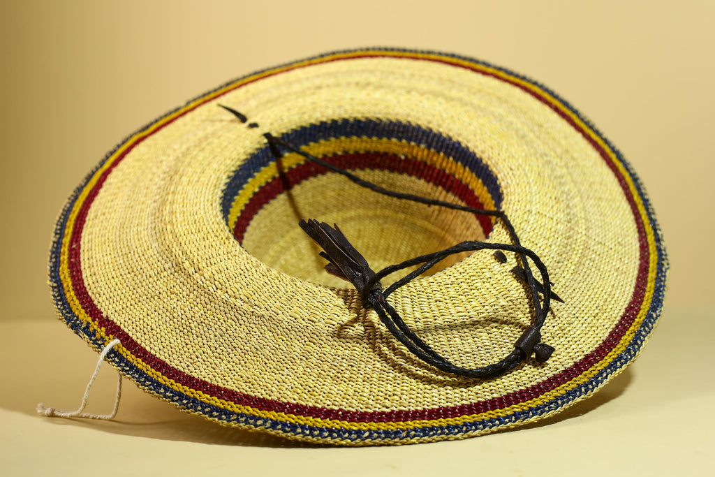 African Woven Hat Straw Tribal Sun Hat Handcrafted West Africa Decor-G5913