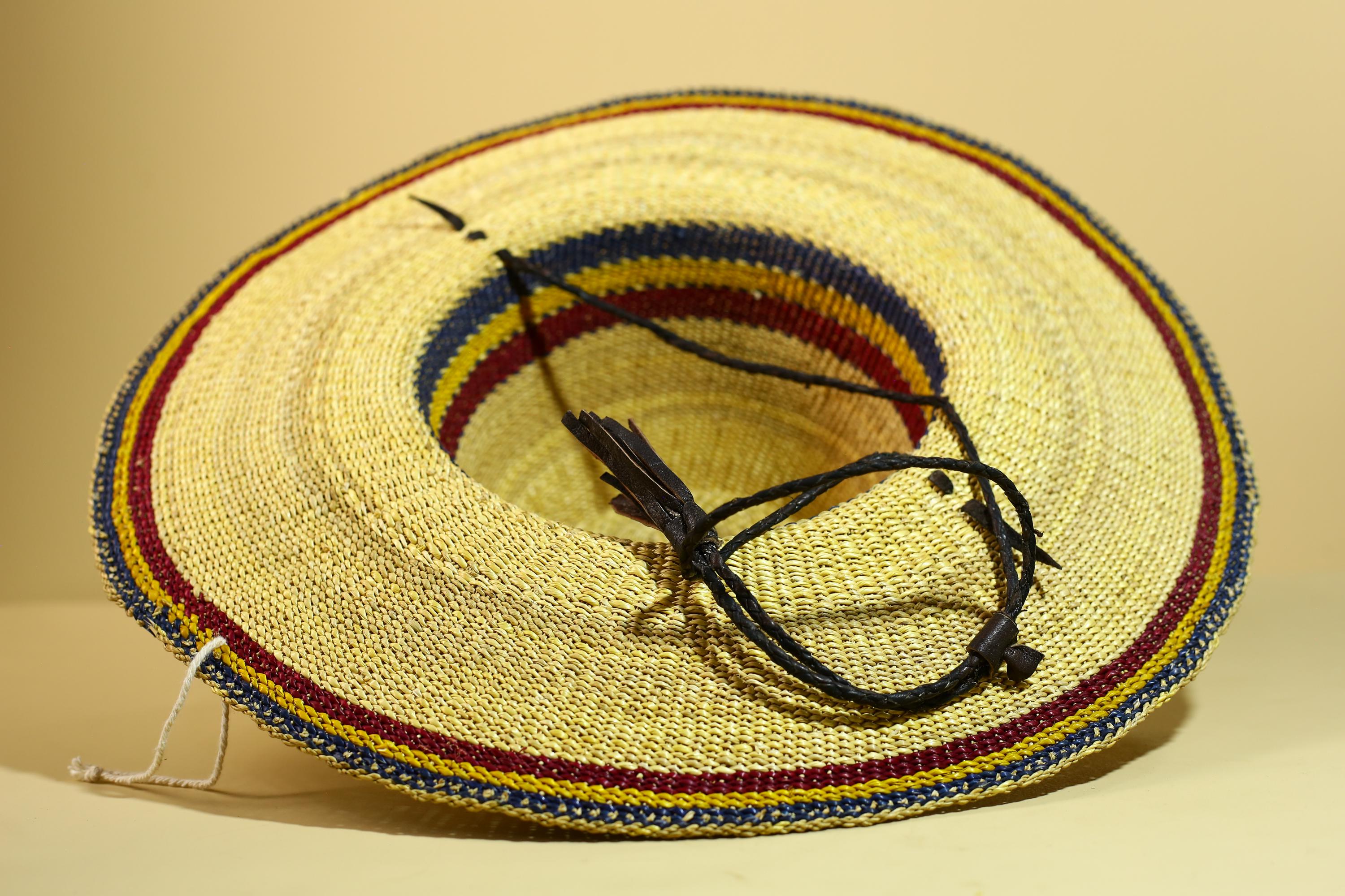 African Woven Hat Straw Tribal Sun Hat Handcrafted West Africa Decor-G5913