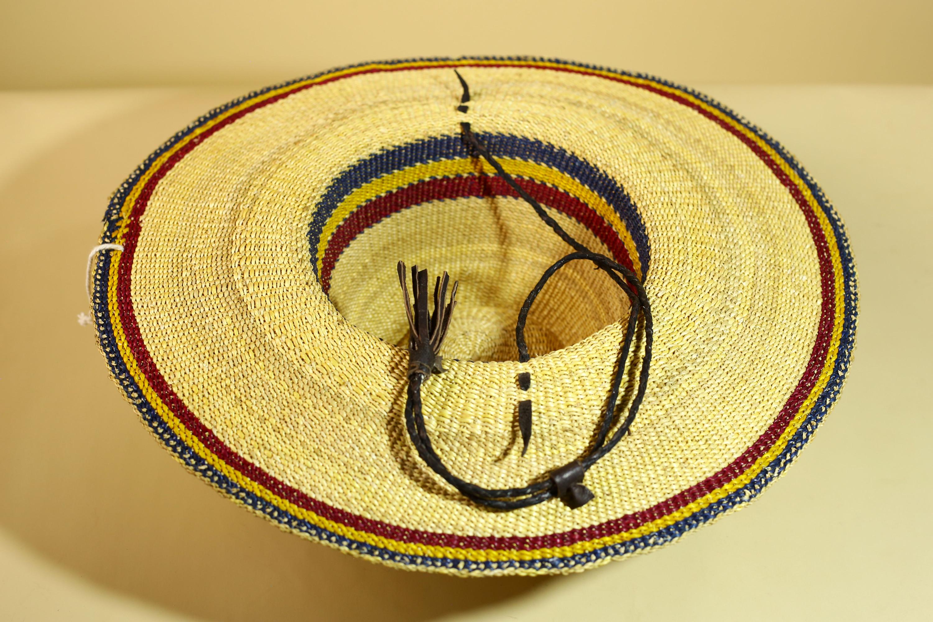African Woven Hat Straw Tribal Sun Hat Handcrafted West Africa Decor-G5913