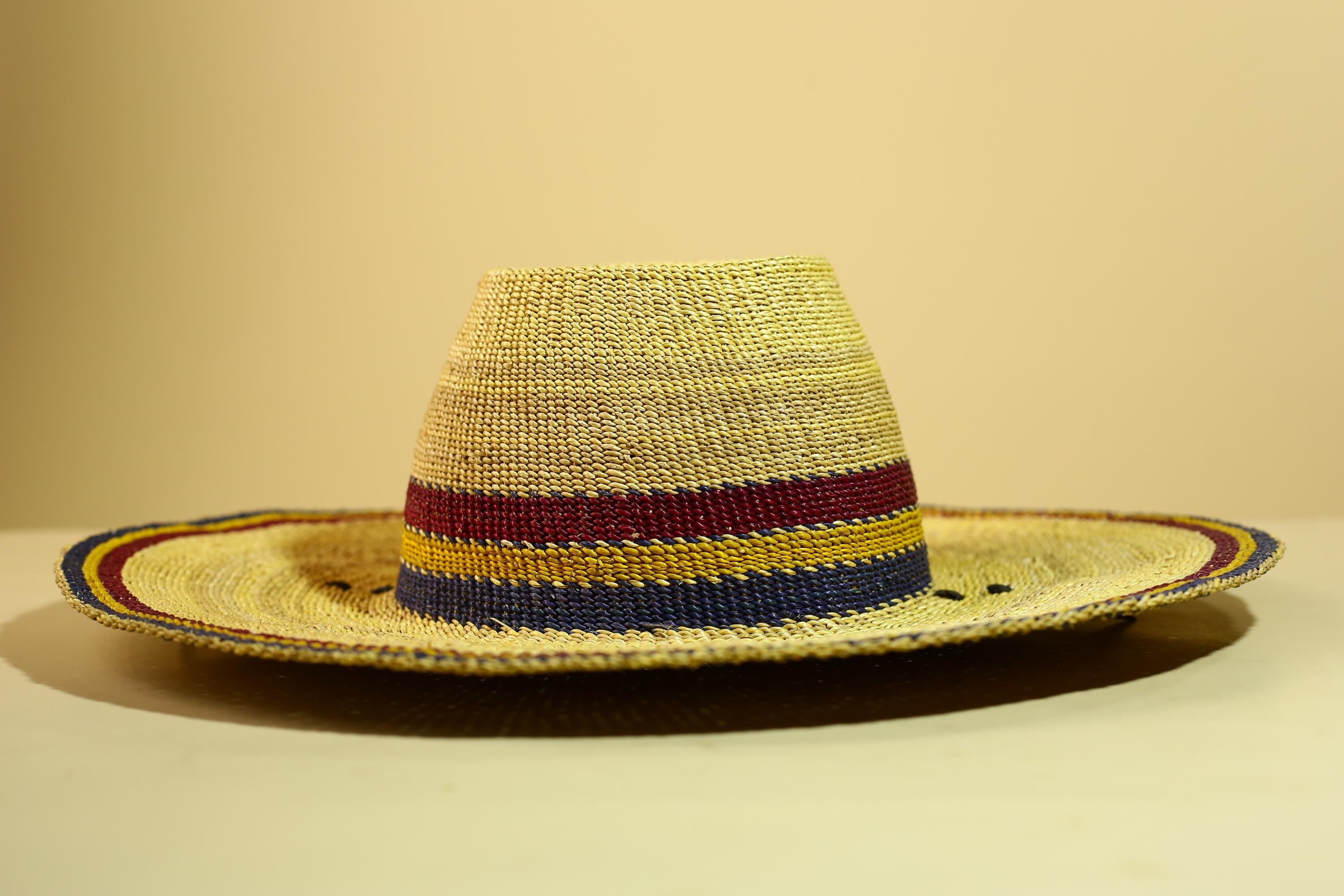 African Woven Hat Straw Tribal Sun Hat Handcrafted West Africa Decor-G5913