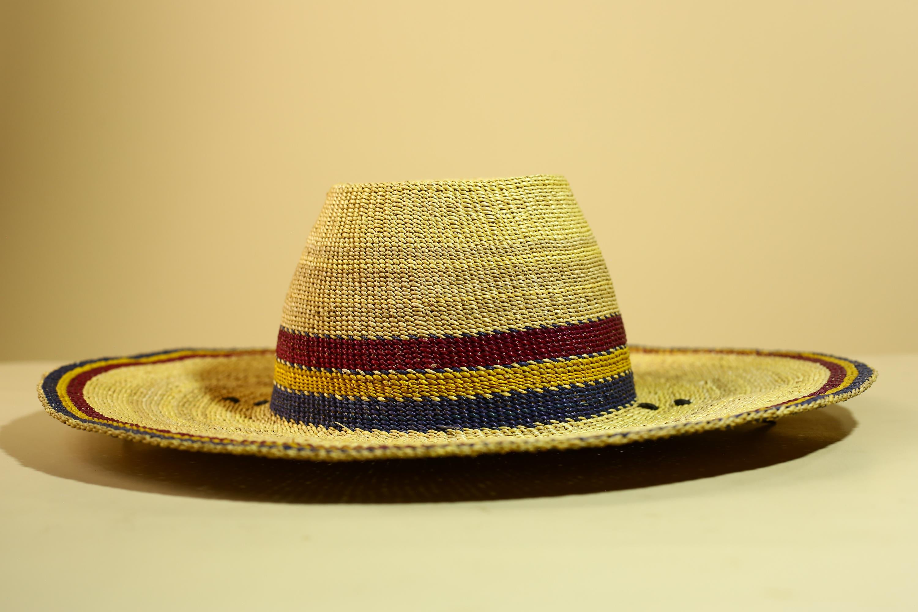 African Woven Hat Straw Tribal Sun Hat Handcrafted West Africa Decor-G5913