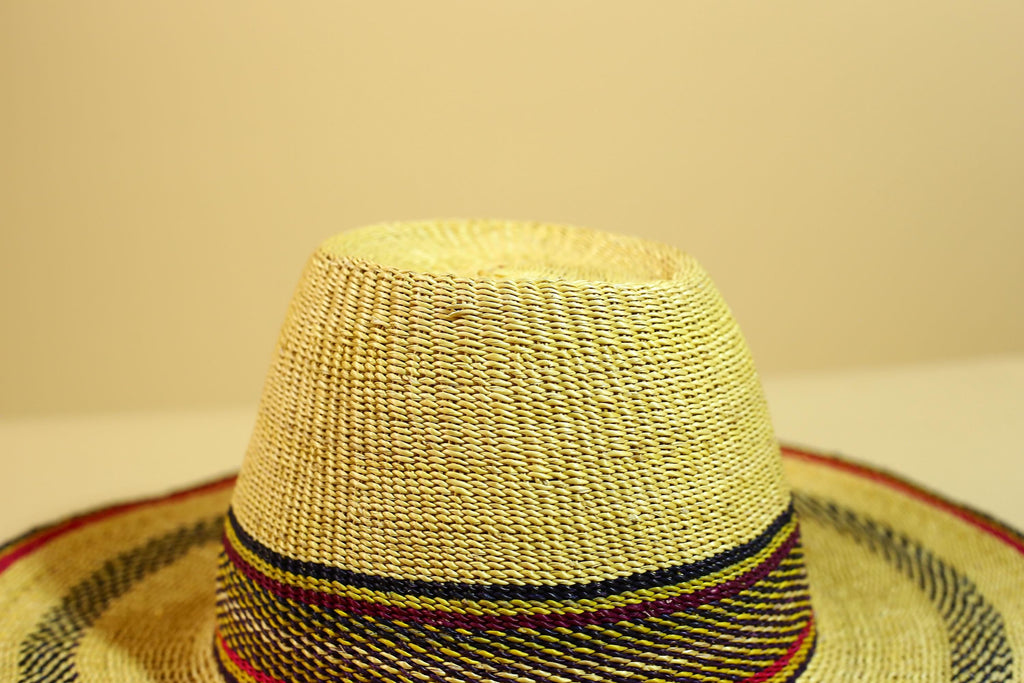 African Woven Hat Handcrafted Straw Tribal Sun Hat West Africa-G5914
