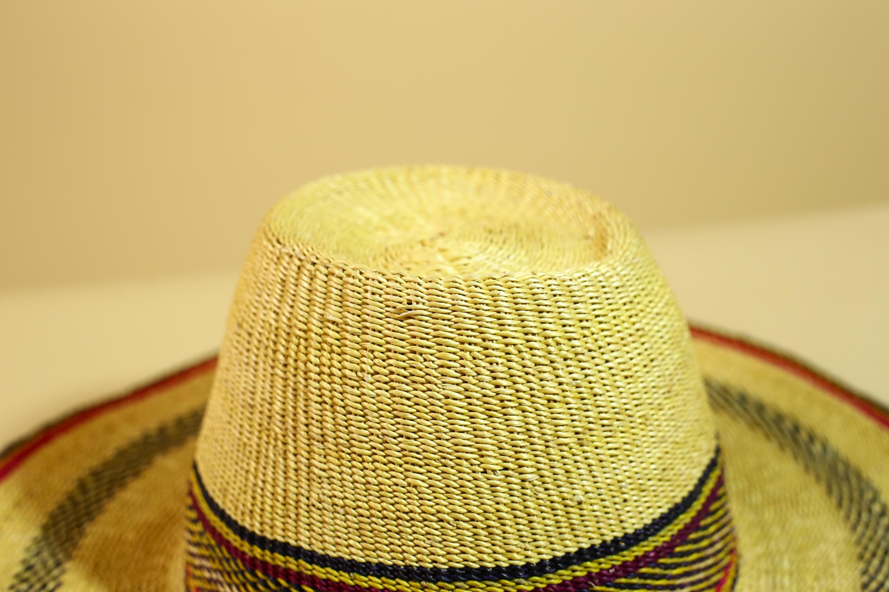 African Woven Hat Handcrafted Straw Tribal Sun Hat West Africa-G5914