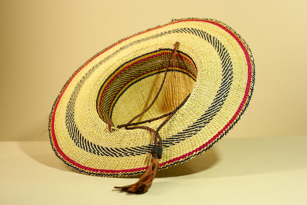 African Woven Hat Handcrafted Straw Tribal Sun Hat West Africa-G5914