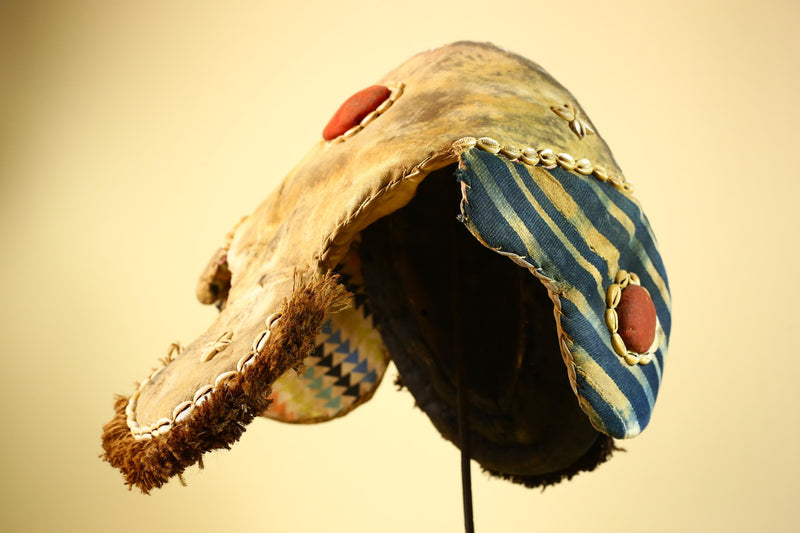 Vintage Dan Deangle Mask Cowrie Shell Ceremonial African Tribal Art Liberia-G5994