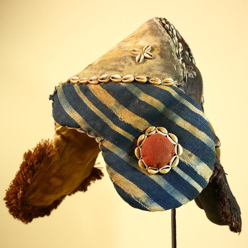 Vintage Dan Deangle Mask Cowrie Shell Ceremonial African Tribal Art Liberia-G5994