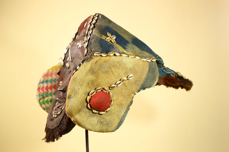 Authentic Dan Mask Cowrie Shells Textiles & Patina Liberia African Tribal -G5995