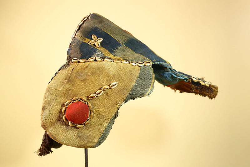 Authentic Dan Mask Cowrie Shells Textiles & Patina Liberia African Tribal -G5995