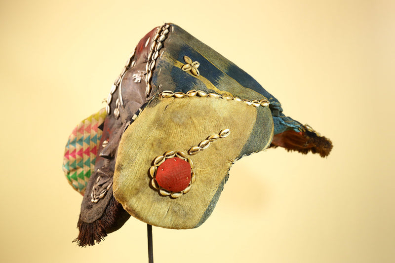 Authentic Dan Mask Cowrie Shells Textiles & Patina Liberia African Tribal -G5995