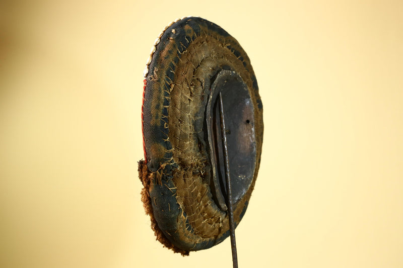 African Dan Tribal Mask Cowrie Shells Red Cloth Ceremonial Art Mask -G5997