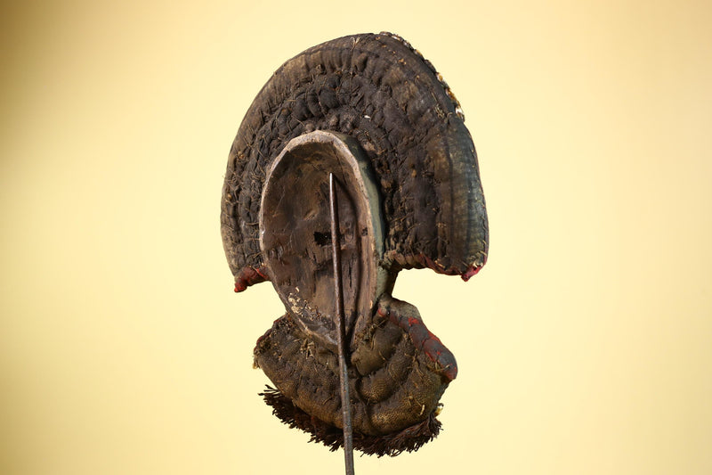 Vintage Dan African Tribal Mask Cowrie Shells Red Textile  Authentic Mask -G5998