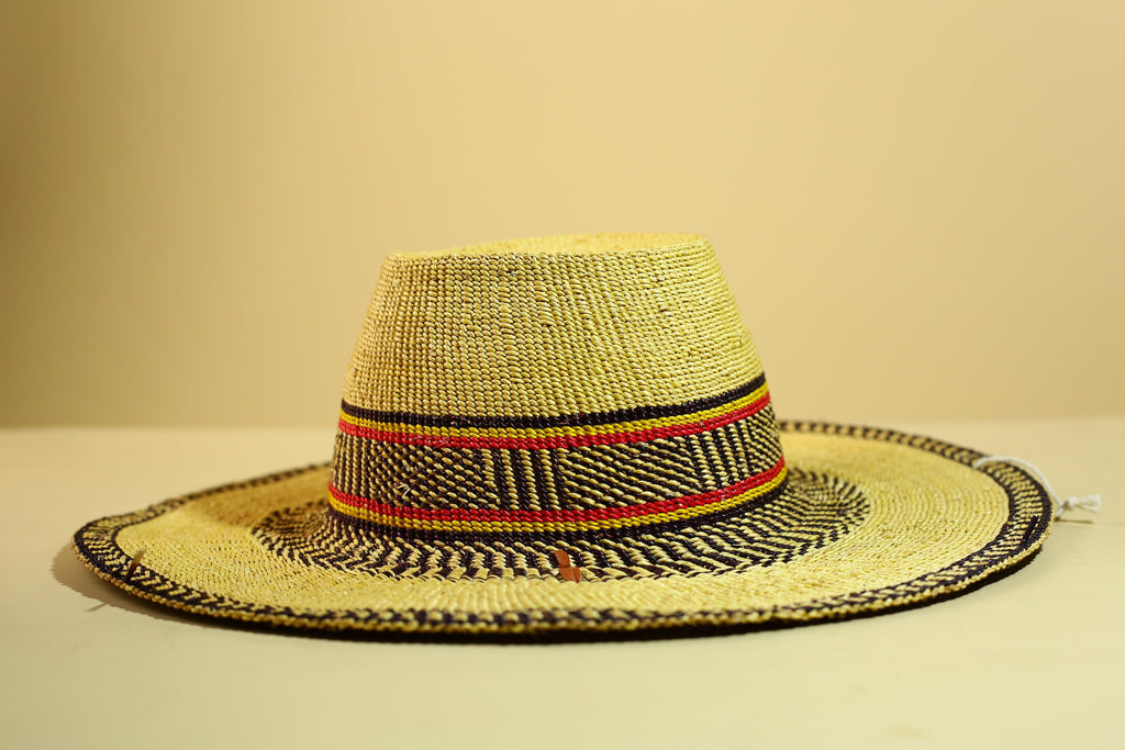 African Woven Hat Handcrafted Straw Tribal Sun Hat West Africa Style-G5915