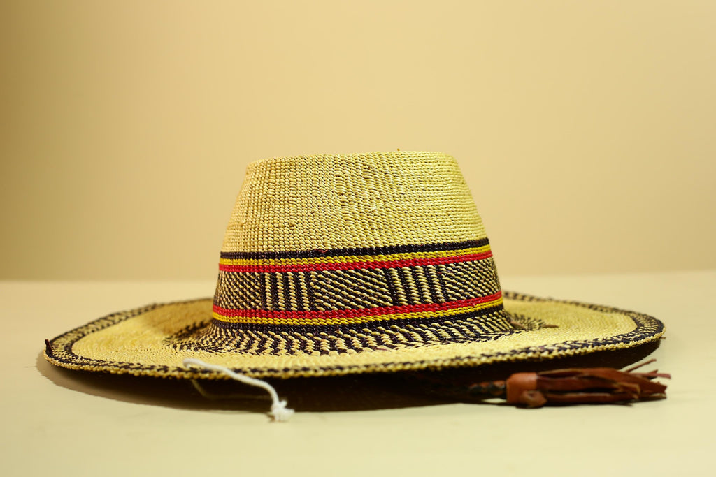 African Woven Hat Handcrafted Straw Tribal Sun Hat West Africa Style-G5915