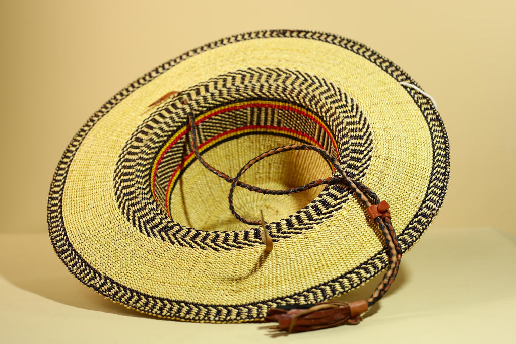 African Woven Hat Handcrafted Straw Tribal Sun Hat West Africa Style-G5915