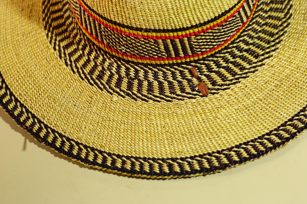 African Woven Hat Handcrafted Straw Tribal Sun Hat West Africa Style-G5915