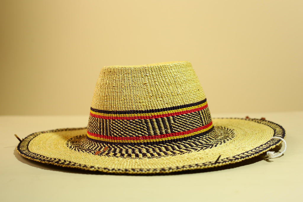 African Woven Hat Handcrafted Straw Tribal Sun Hat West Africa Style-G5915