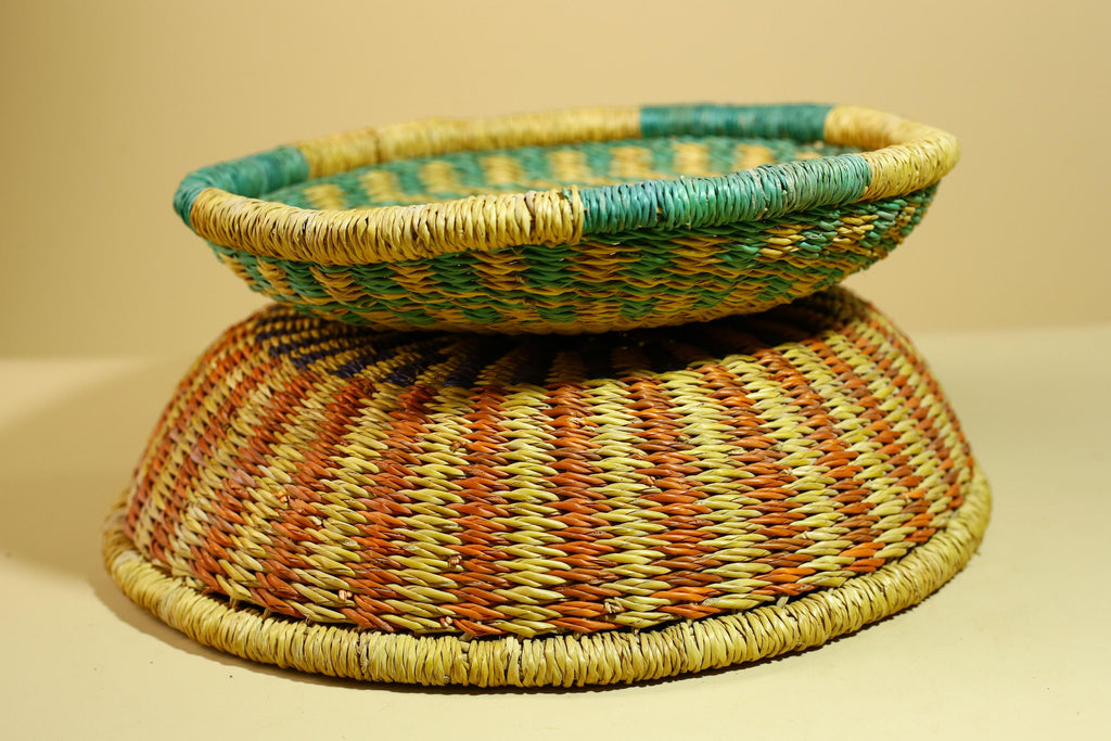 African Woven Basket Handmade Straw Storage Basket with Colorful Lid-G5916