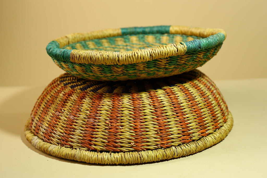 African Woven Basket Handmade Straw Storage Basket with Colorful Lid-G5916