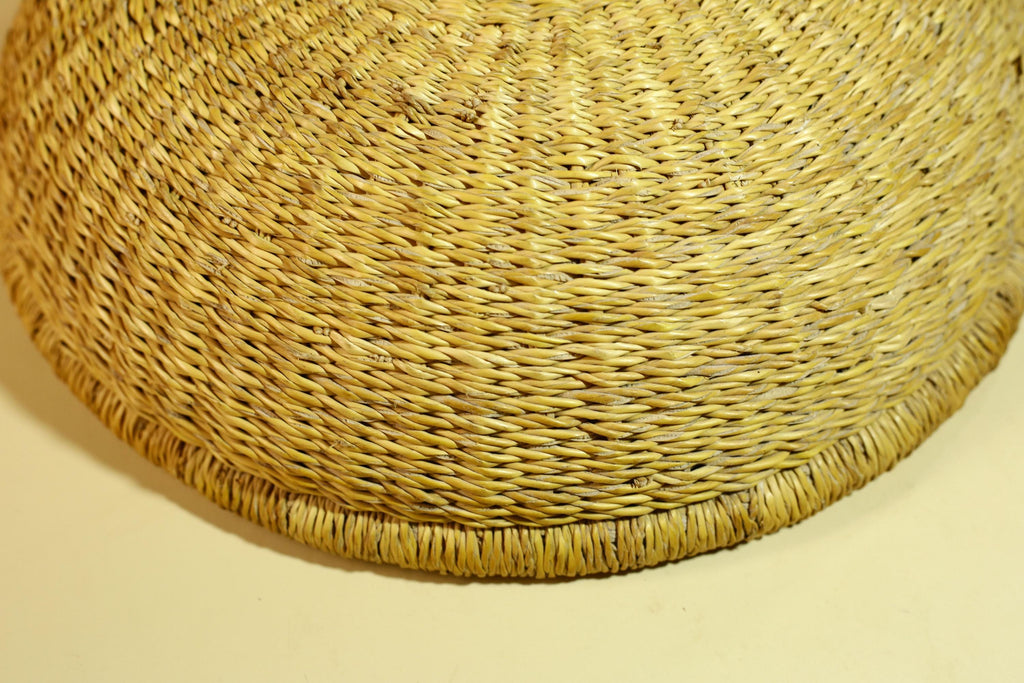 African Woven Basket Natural Straw Handmade Storage Tribal Decor-G5918