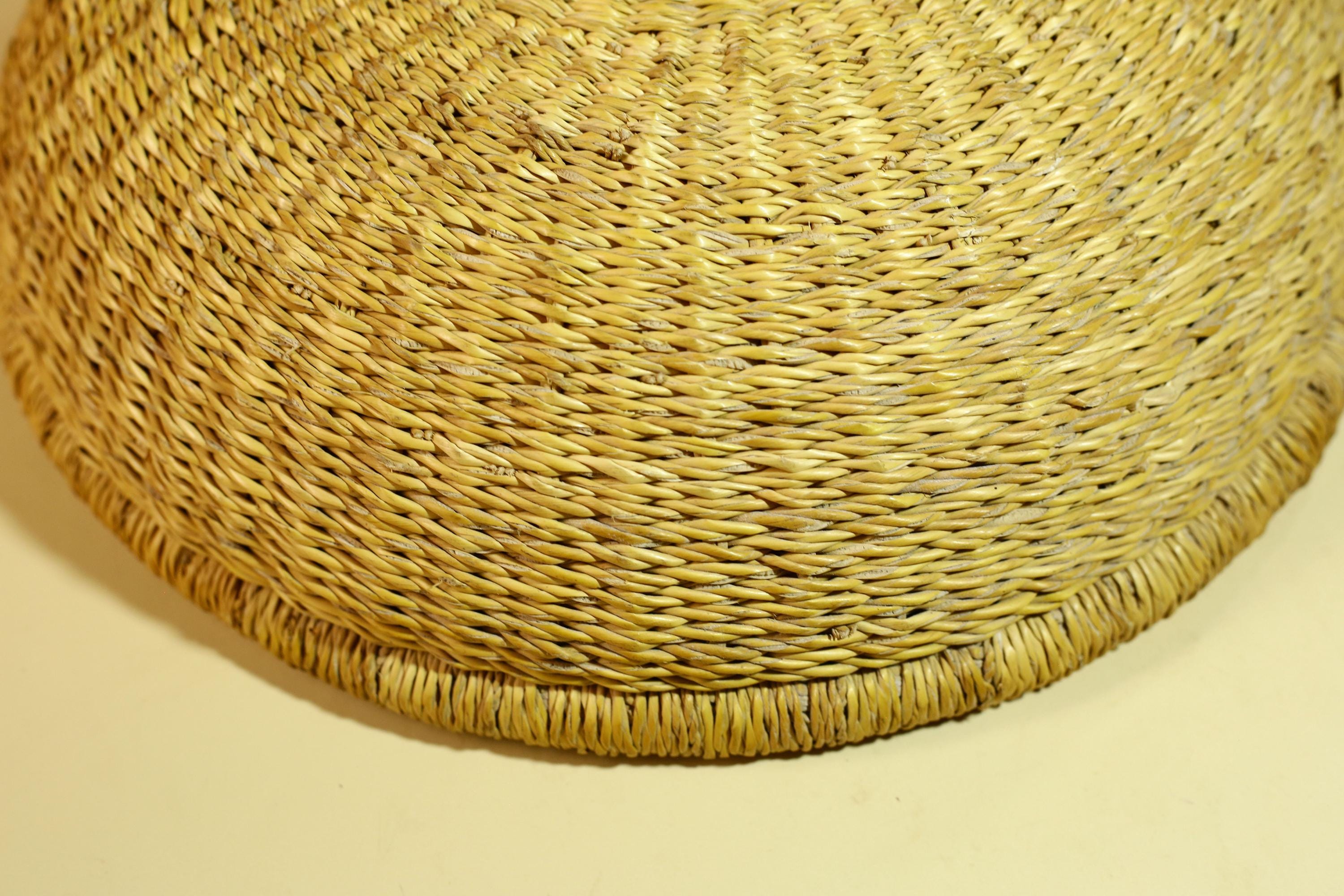 African Woven Basket Natural Straw Handmade Storage Tribal Decor-G5918