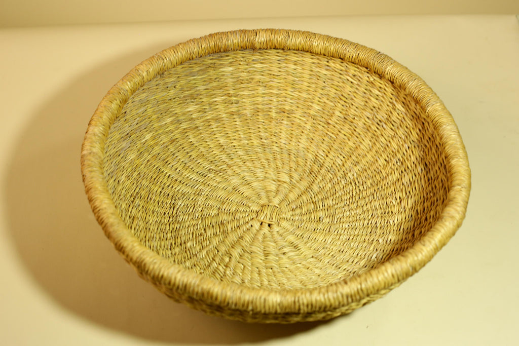 African Woven Basket Natural Straw Handmade Storage Tribal Decor-G5918