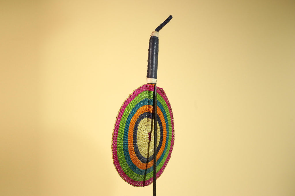 African Hand Woven Fan Colorful Straw Tribal Fan Handmade Wall Decor-G5919