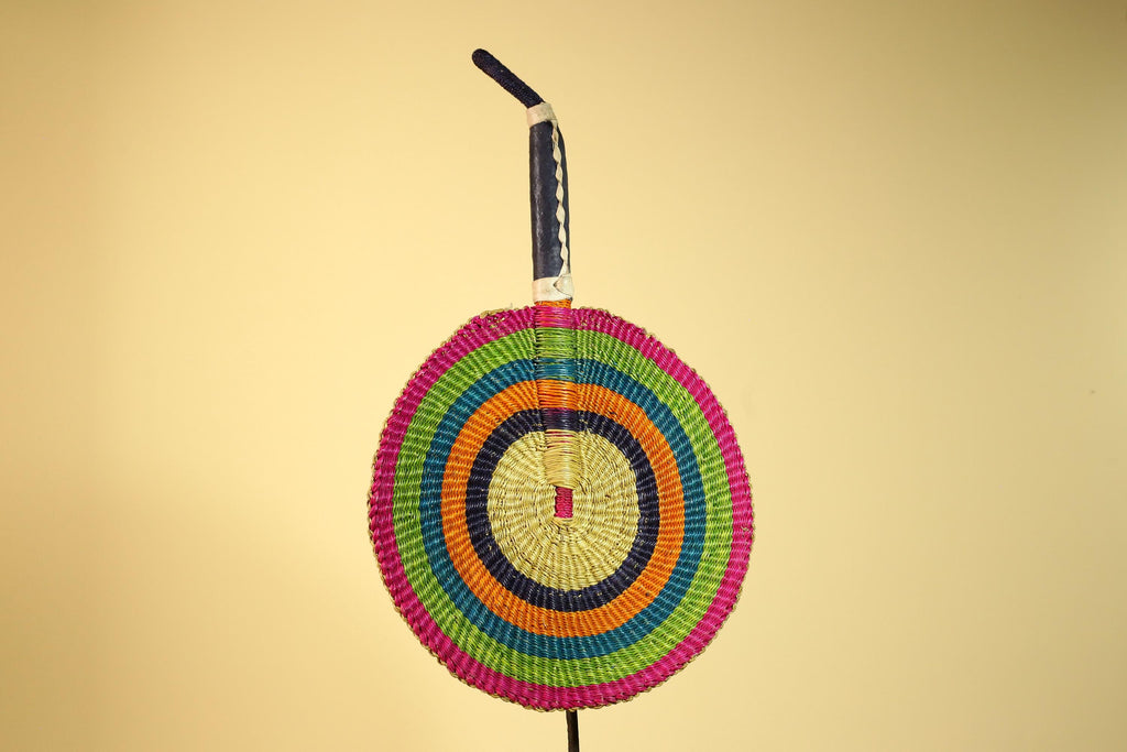African Hand Woven Fan Colorful Straw Tribal Fan Handmade Wall Decor-G5919