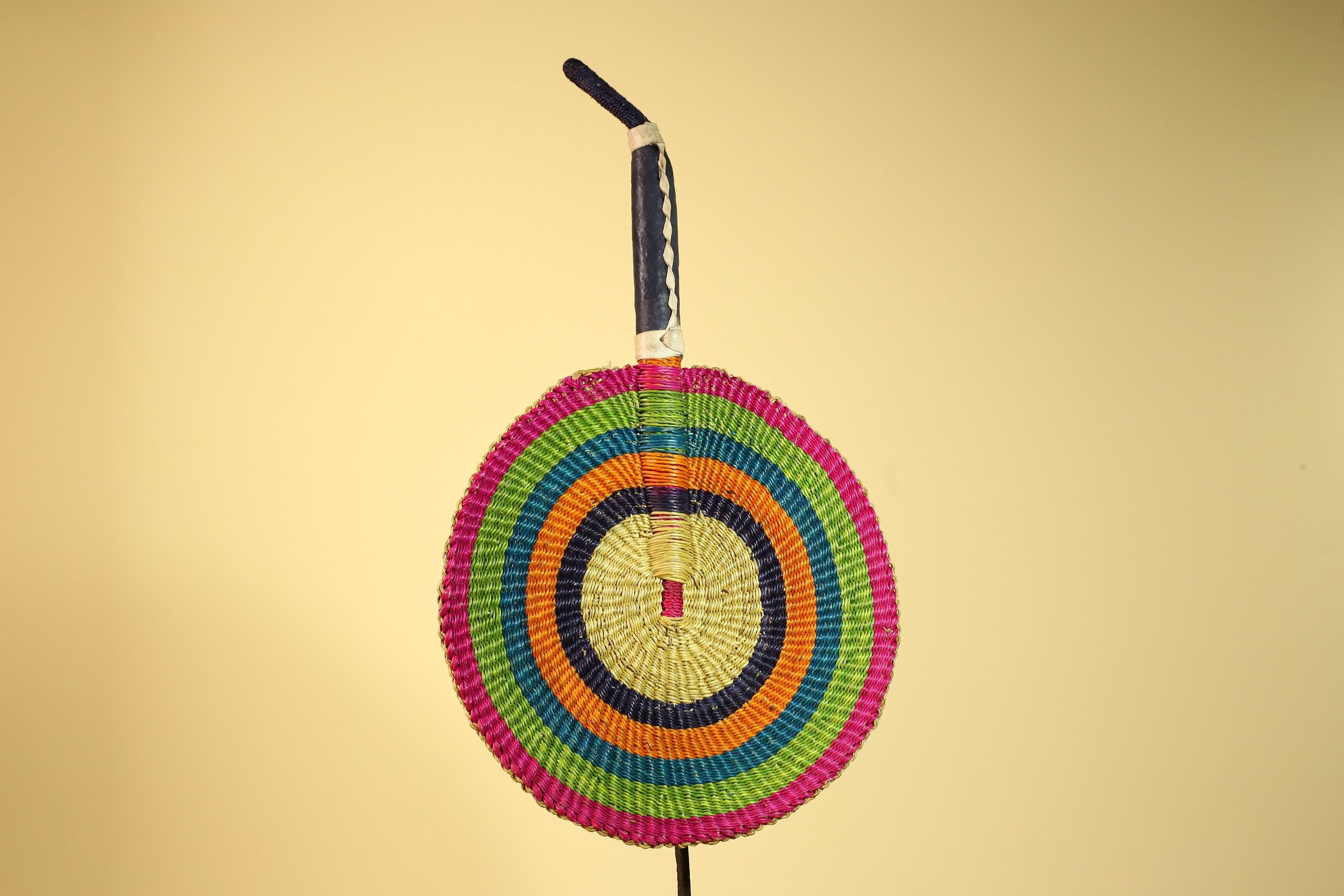 African Hand Woven Fan Colorful Straw Tribal Fan Handmade Wall Decor-G5919