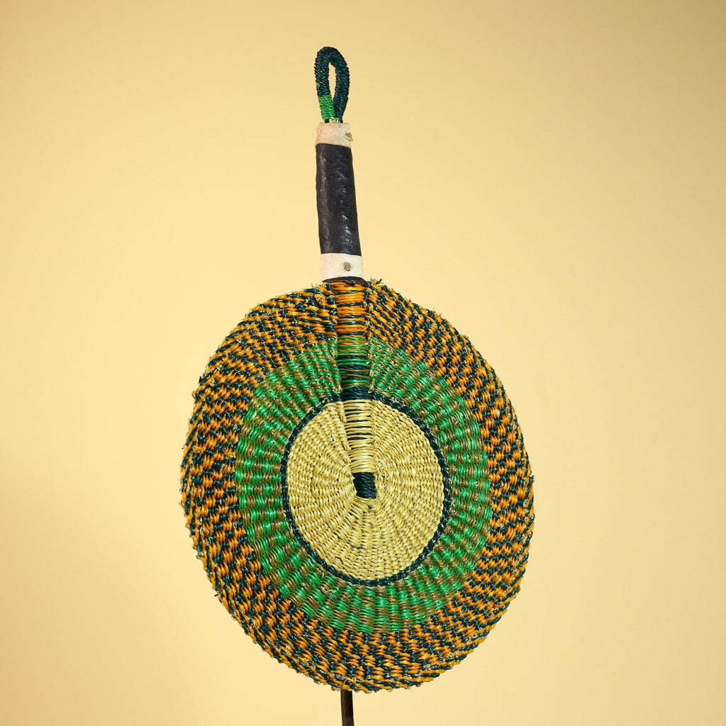 African Woven Fan Colorful Straw Tribal Fan Handmade Wall Decor-G5920