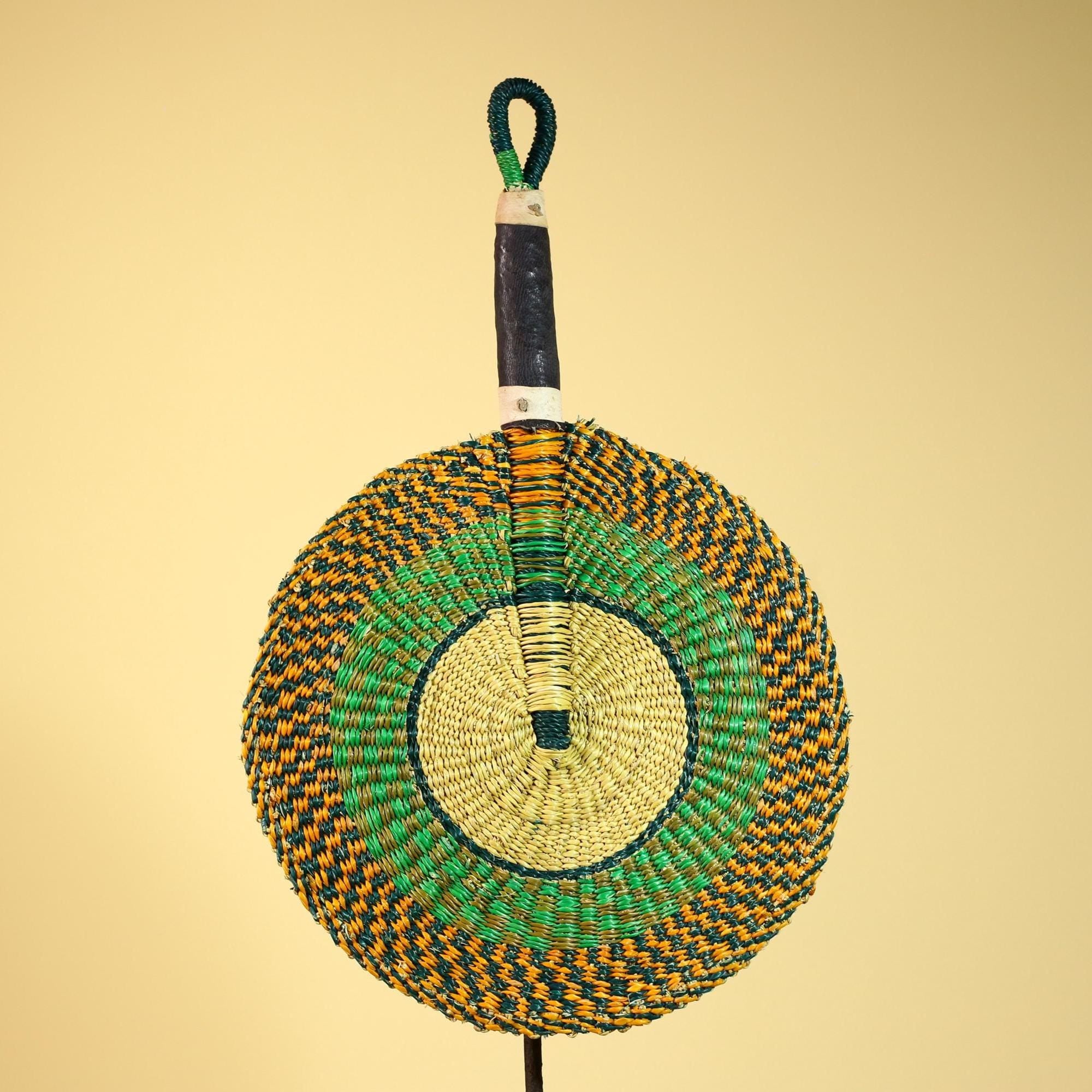 African Woven Fan Colorful Straw Tribal Fan Handmade Wall Decor-G5920