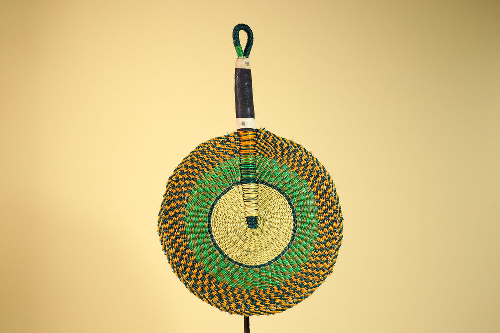 African Woven Fan Colorful Straw Tribal Fan Handmade Wall Decor-G5920