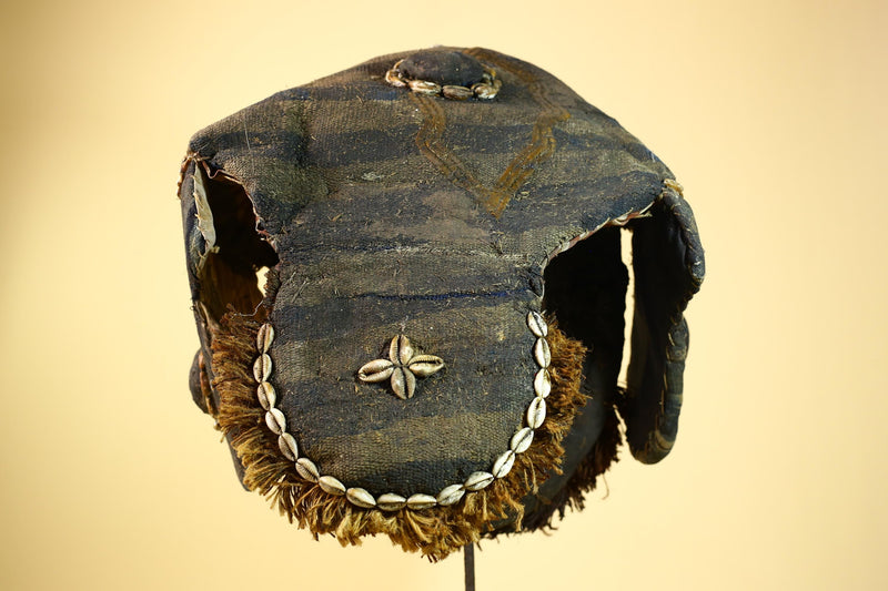 Vintage Dan Cowrie Shell Ceremonial African Tribal Mask Hand-Carved Wood-G6004