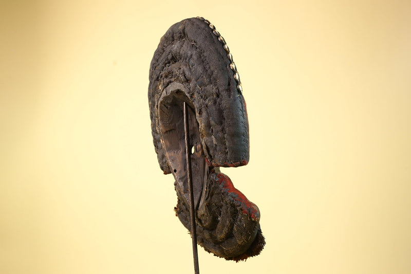 African Vintage Dan Mask Cowrie Shell Textile Côte d'Ivoire Tribal Art -G6007