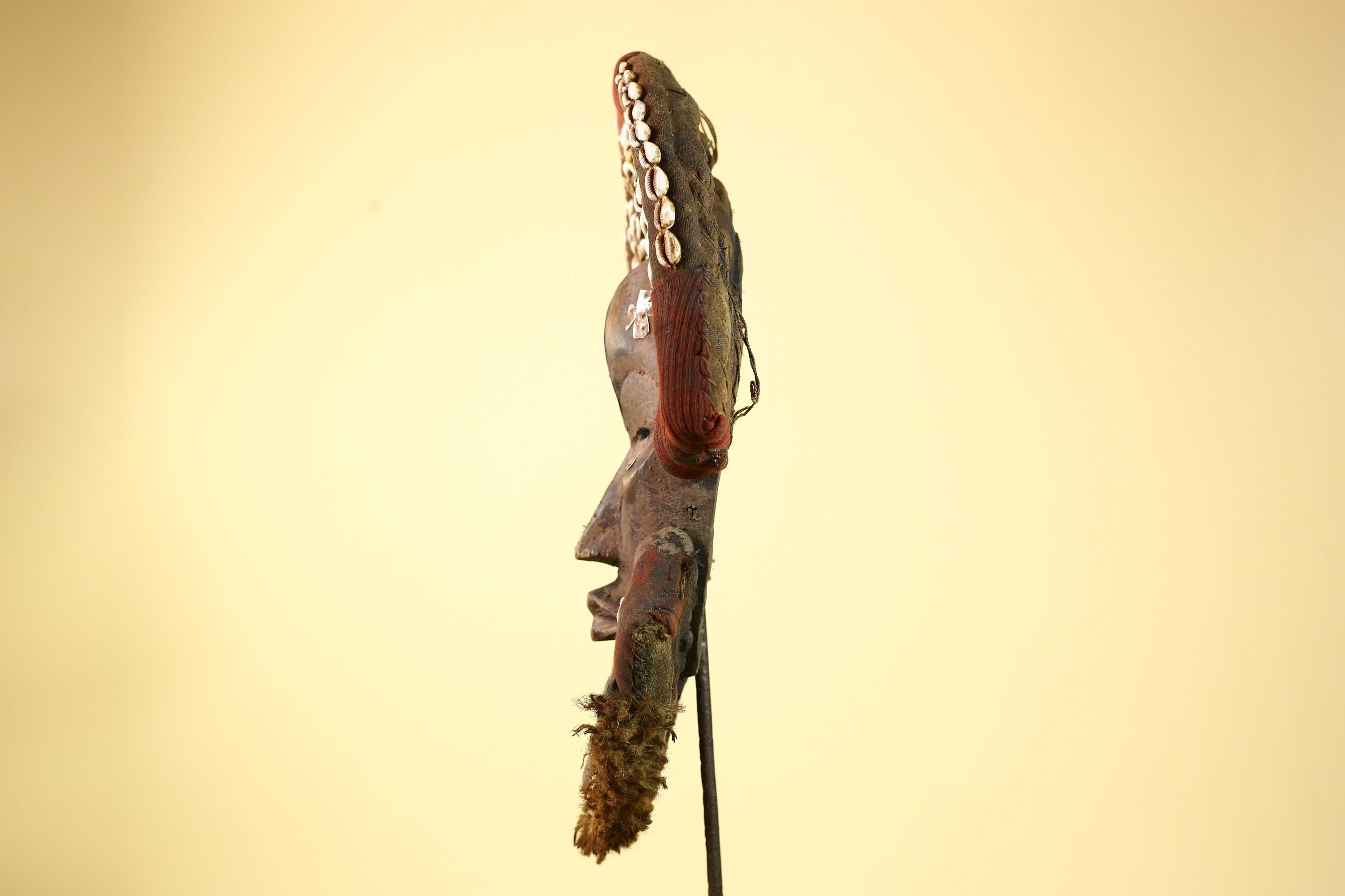 African Vintage Dan Mask Cowrie Shell Tribal Art Wood Côte d'Ivoire Decor-G6008