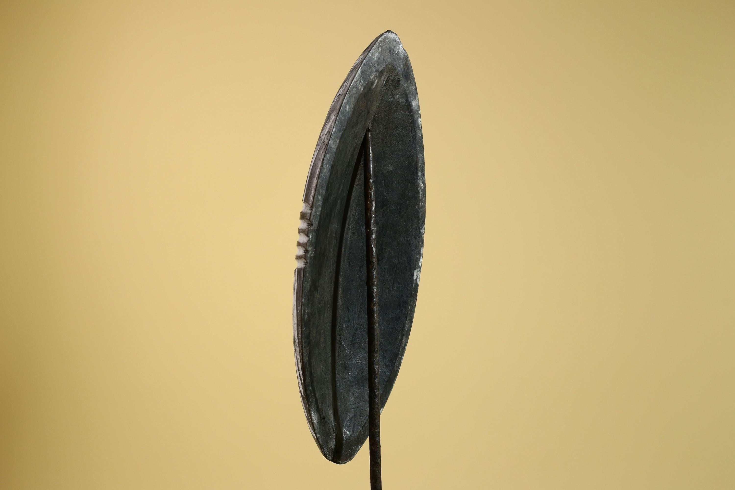 African Tribal Mask Carved Wood shield Linear Pattern West Africa Wall Decor-G5922