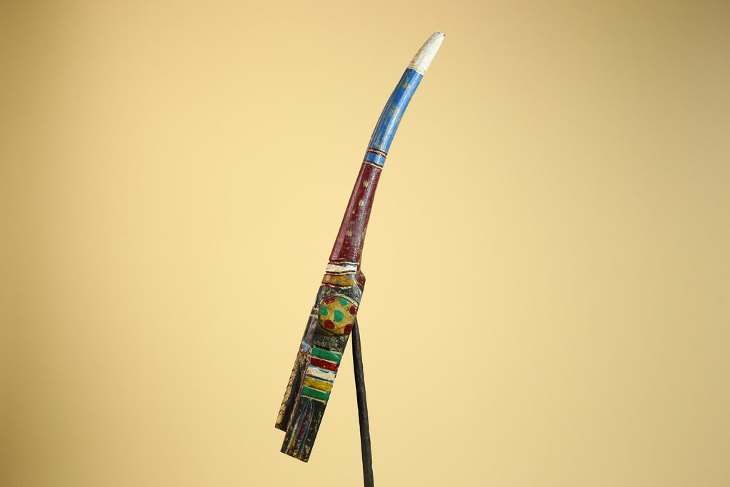 African Mossi Mask Carved Wood Painted Horns Burkina Faso Tribal Art Decor-G5923
