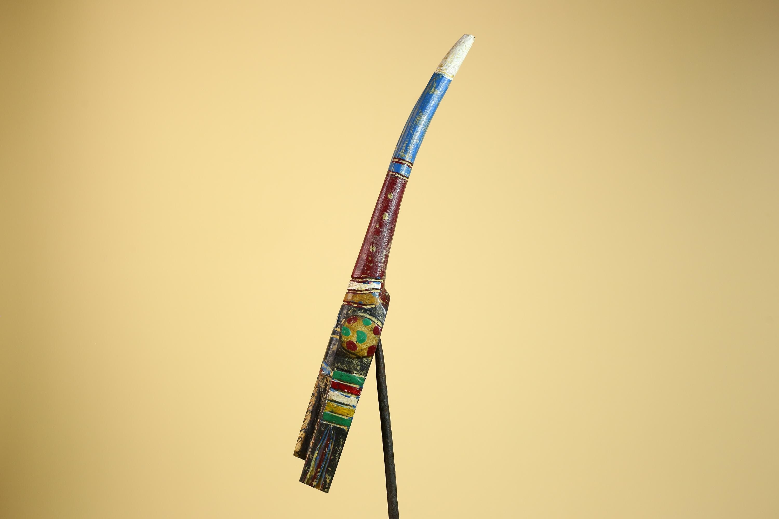 African Mossi Mask Carved Wood Painted Horns Burkina Faso Tribal Art Decor-G5923