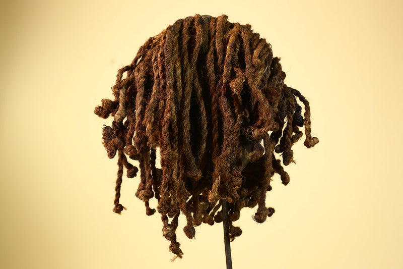 Antique Dan Mask Côte d'Ivoire African Tribal Art Cowrie Braids Metal Art-G6013