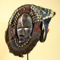 African Antique Dan Mask Côte d'Ivoire Cowrie Headpiece Wood Carved Tribal-G6014
