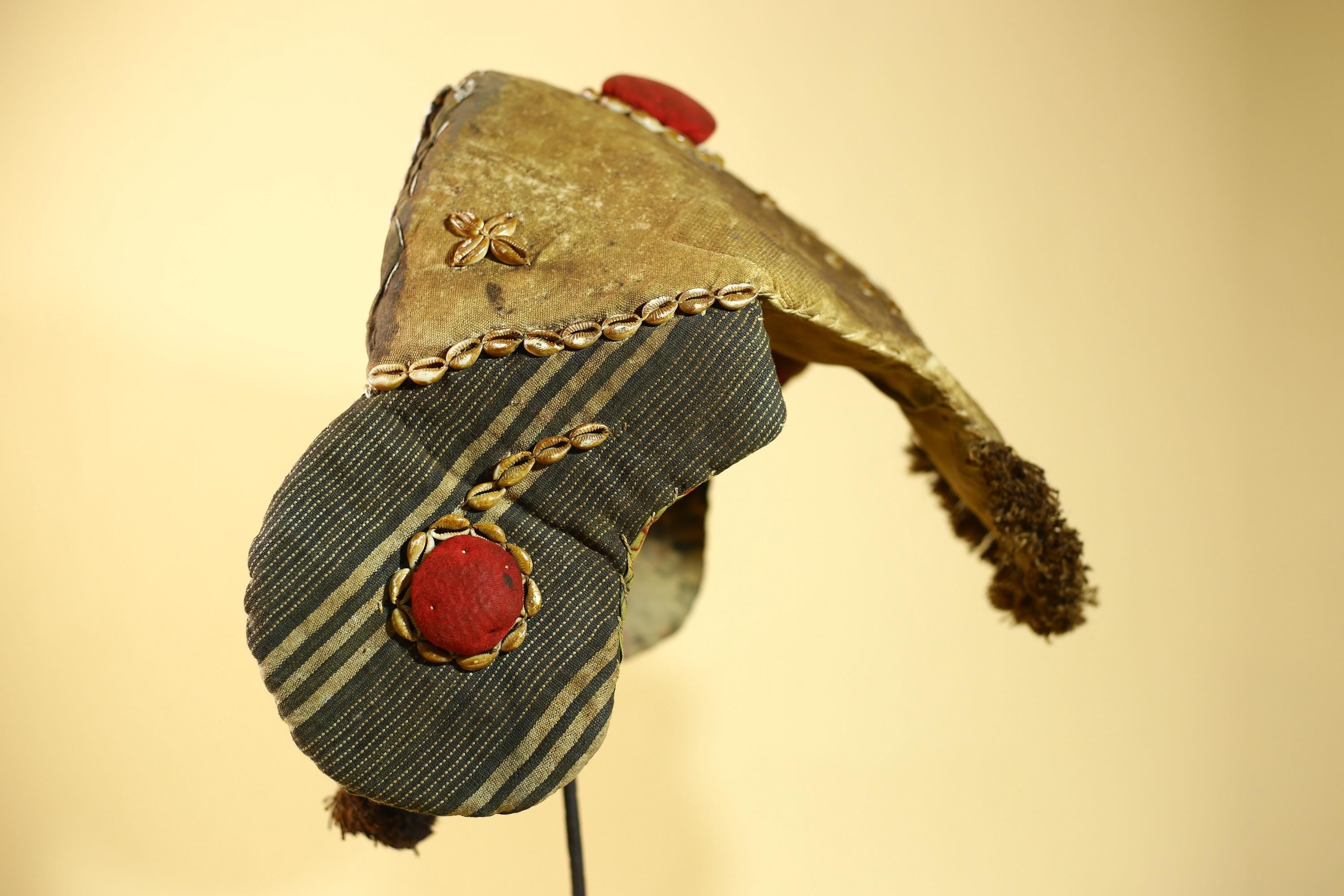 Antique Dan African Mask with Cowrie Shells Hood Tribal Ceremonial Mask-G6015